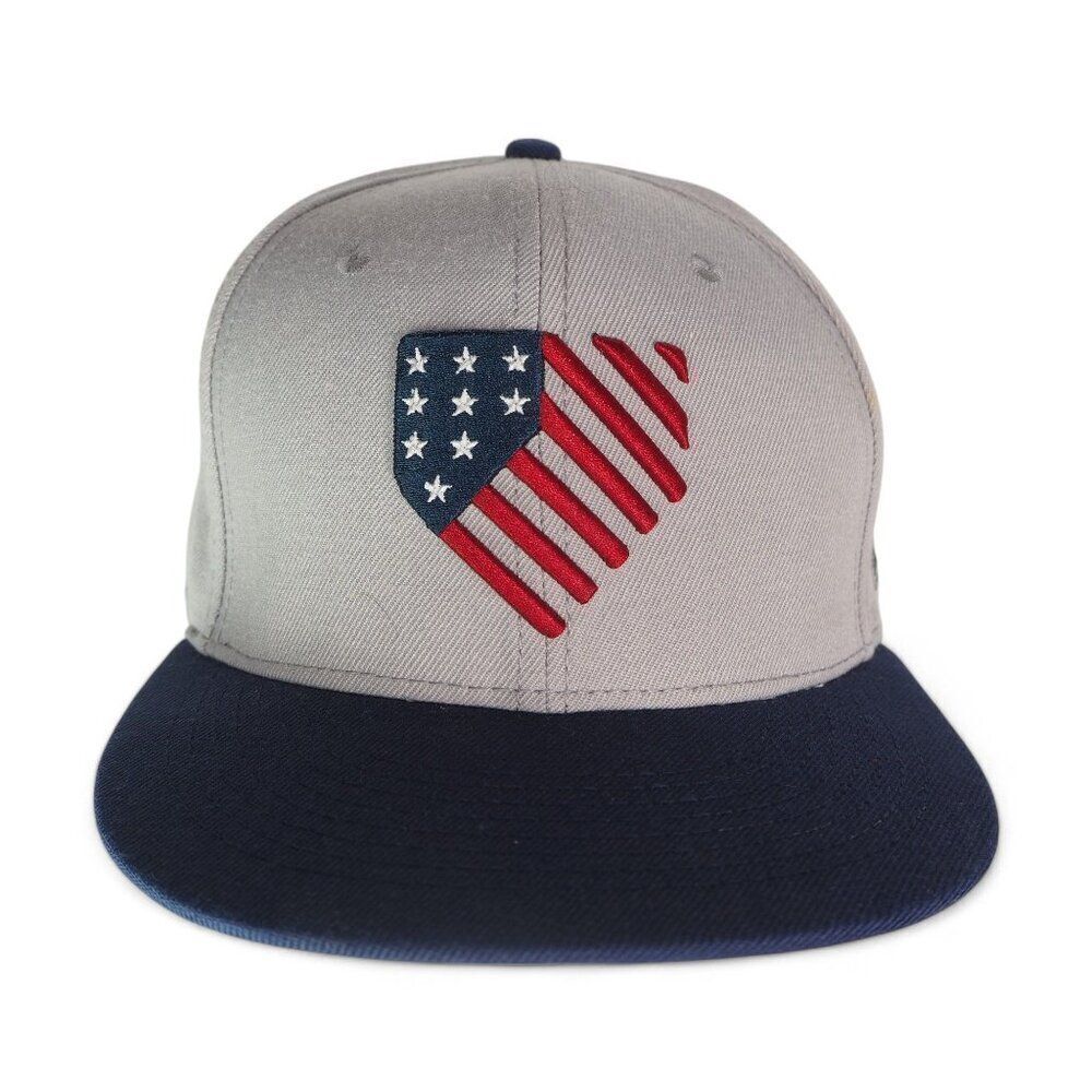 Baseballism USA Stars & Stripes‎ Home Plate Fitted Hat Grey / Blue / Red 7 1/2